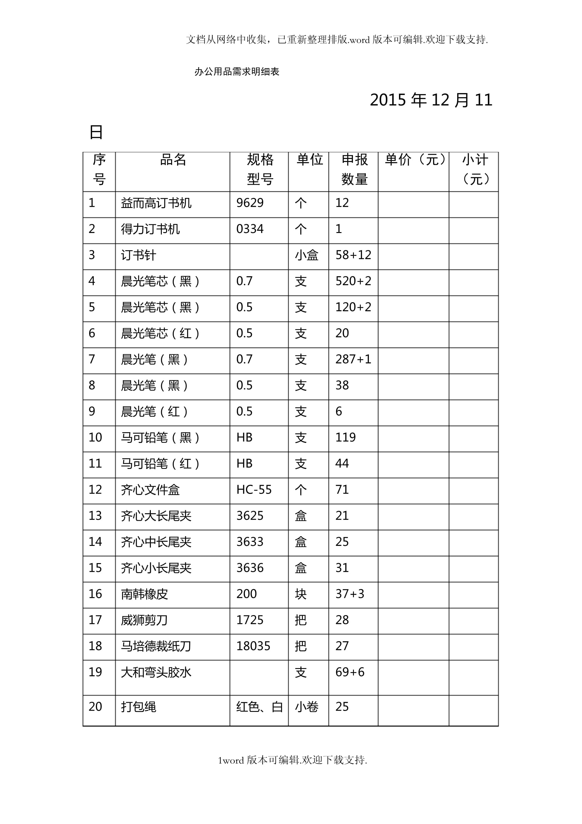 高效办公从细节开始 如何制定与优化办公用品需求明细表格